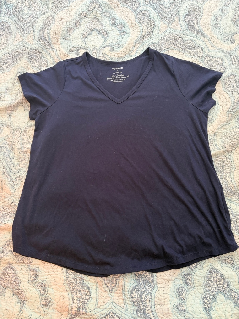 torrid Navy V-Neck Short Sleeve Tee